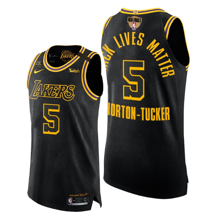 Men's Los Angeles Lakers Talen Horton-Tucker #5 NBA Lives Matter Authentic 2020 Mamba Finals Black Basketball Jersey OXE4183RT